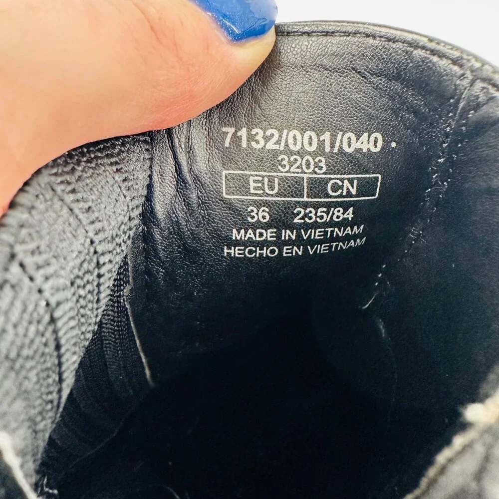 Zara Womens Black Glossy Leather Chunky Heel Chelsea Ankle Boots Size 36 EU - Picture 10 of 11